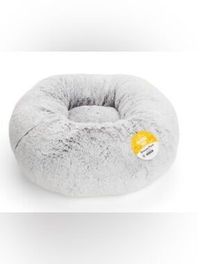 EveryYay Round Gray Fleece Bolster Dog Bed (Small)